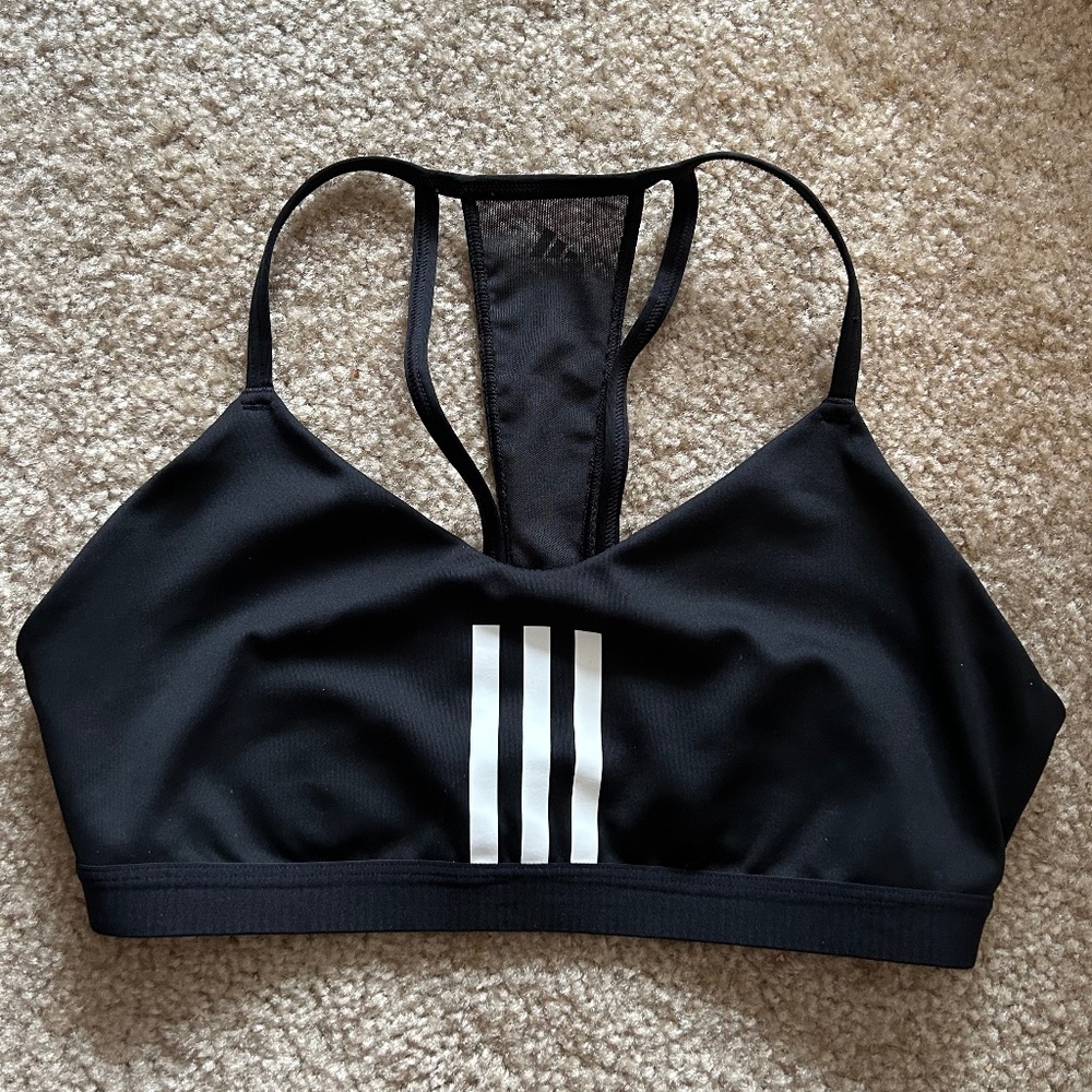 Black white All Me 3 stripes Adidas sports bra mesh L